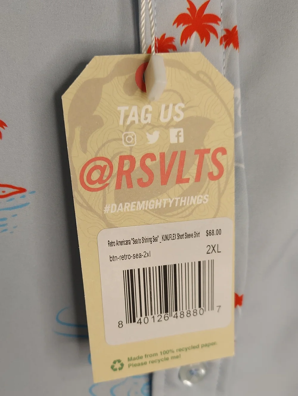 RSVLTS Shirt, Retro Theme, Red White Blue, Collar, Lightweight - Picture 6 of 10